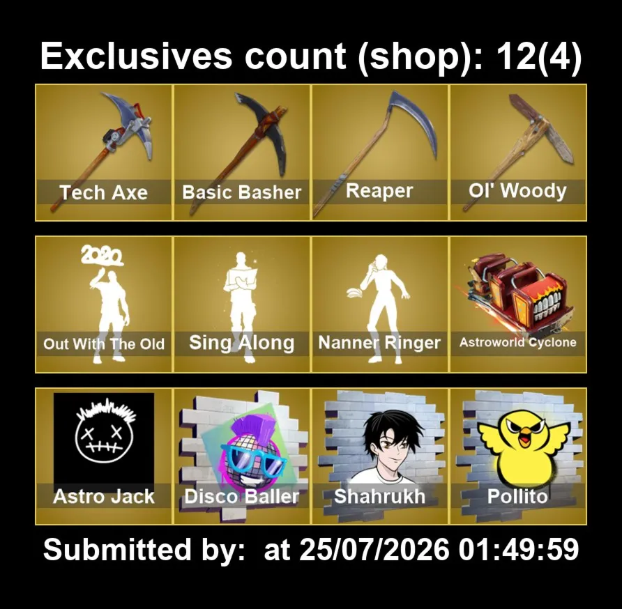 Мгновенный доступ • FN (все платформы) • 124 skins • 550 VB • Полный доступ