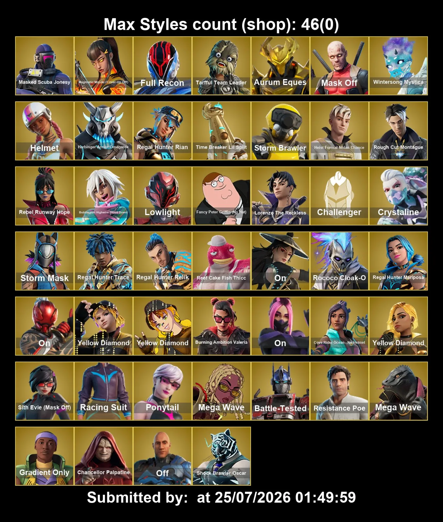 Мгновенный доступ • FN (все платформы) • 124 skins • 550 VB • Полный доступ