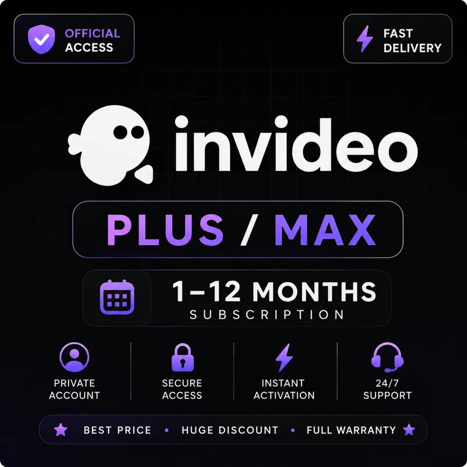 Подписка InVideo AI Plus / Max | 1–12 месяцев | Обновление / Продление | Быстрая дост