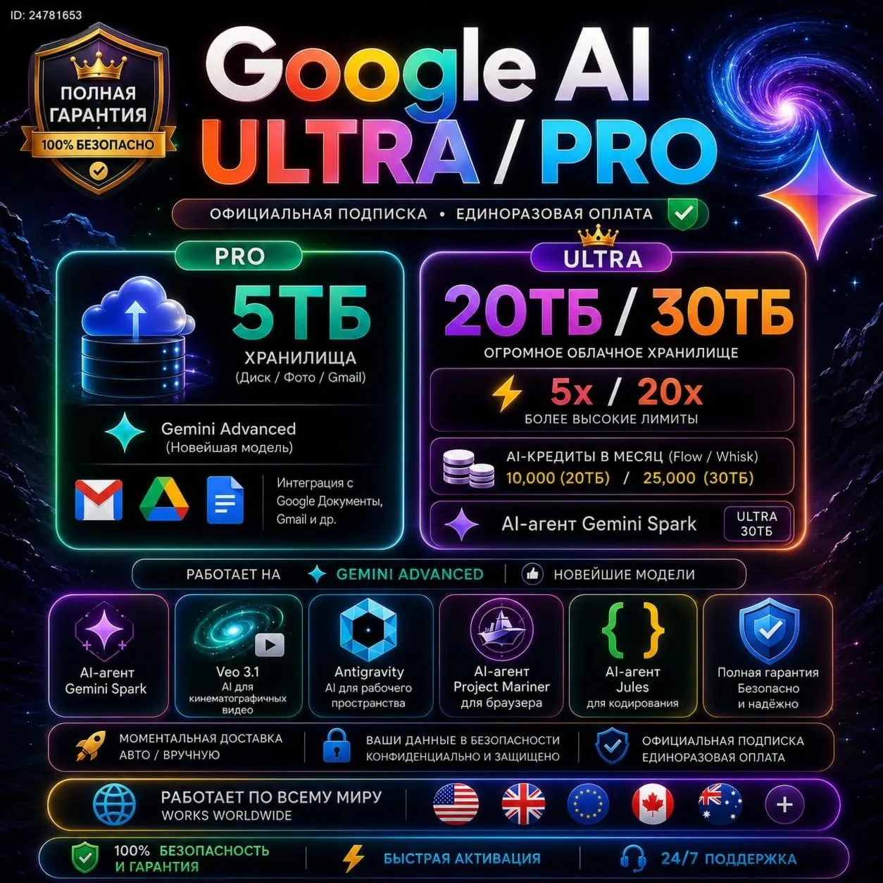 Gemini AI Pro / Ultra 20x | Flow 25k Кредитов | Готовый аккаунт | Мгновенная доставка - irongamers.ru