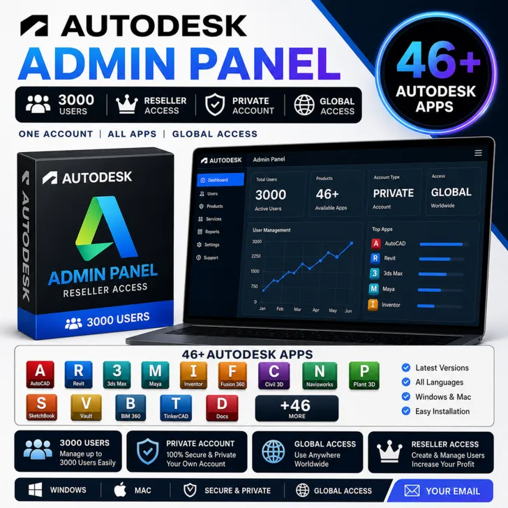 Панель администратора Autodesk | 3000 пользователей | Доступ для реселлеров | Личный