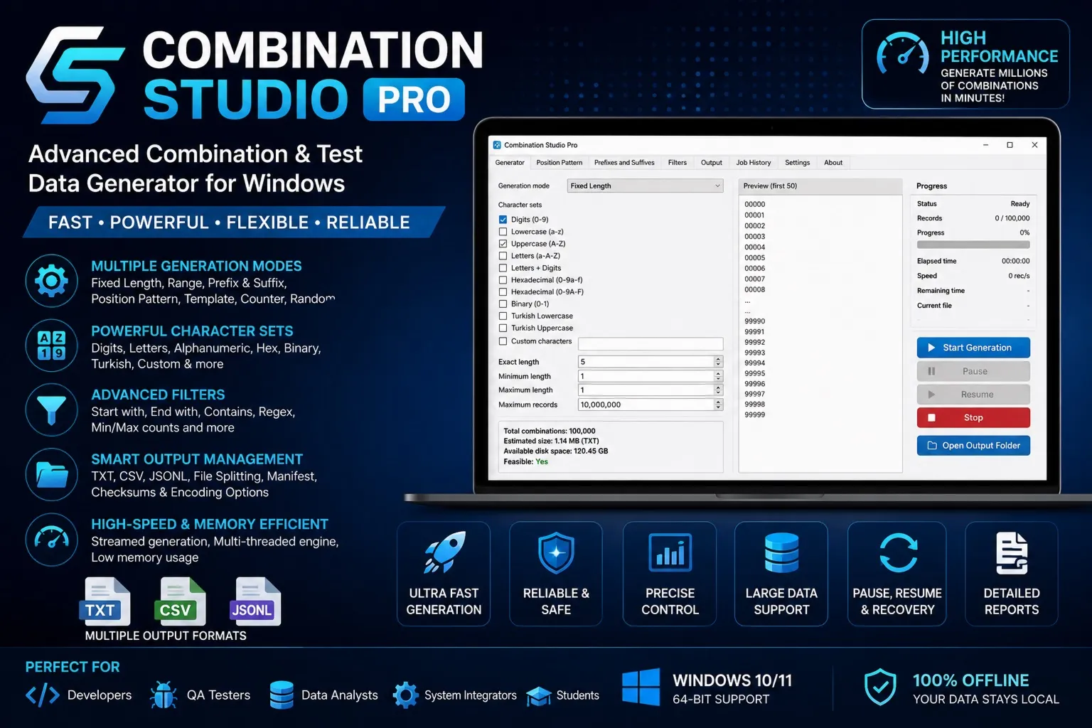 Combination (Wordlist) Studio Pro – Advanced Combination & Test Data Generator