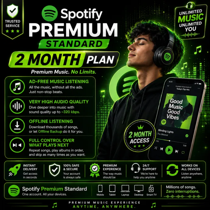Подписка Spotify Premium Standard на 2 месяца | Глобальная | Для старых, новых и личн