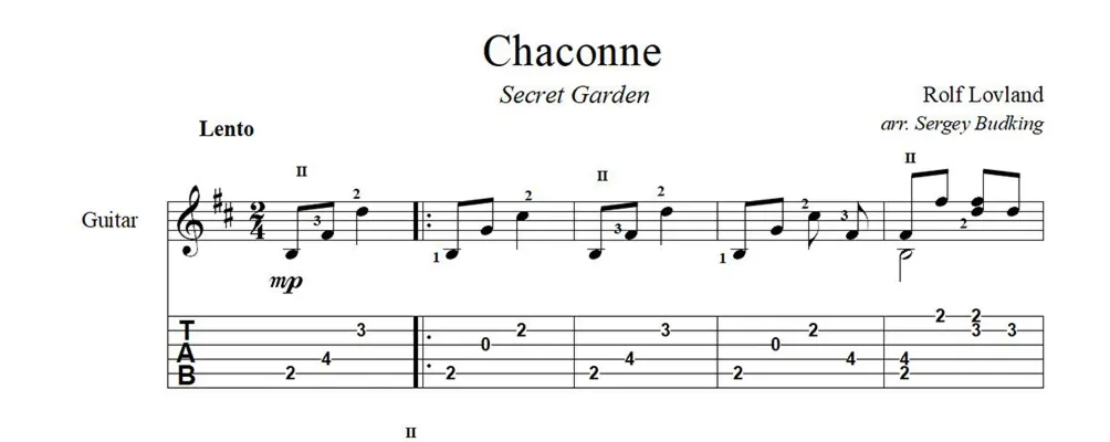 Chaconne - Secret Garden - ноты для гитары - irongamers.ru