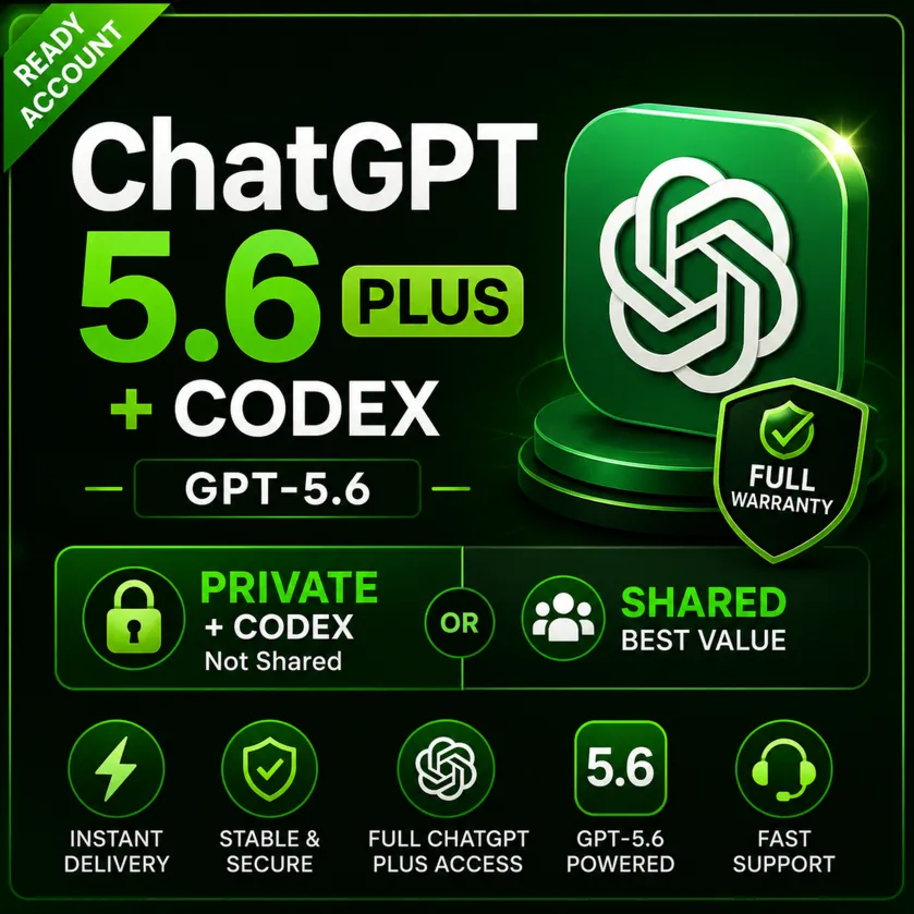 ChatGPT Plus + Codex | GPT-5.6 | Личный и общий готовый аккаунт | Быстрая выдача | По