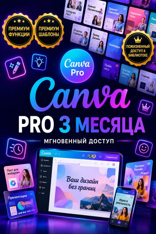 Canva Pro Access — подписка на 3 месяца обучения