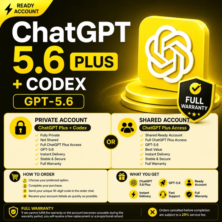 ChatGPT Plus + Codex | GPT-5.6 | Личный и общий готовый аккаунт | Быстрая выдача | По