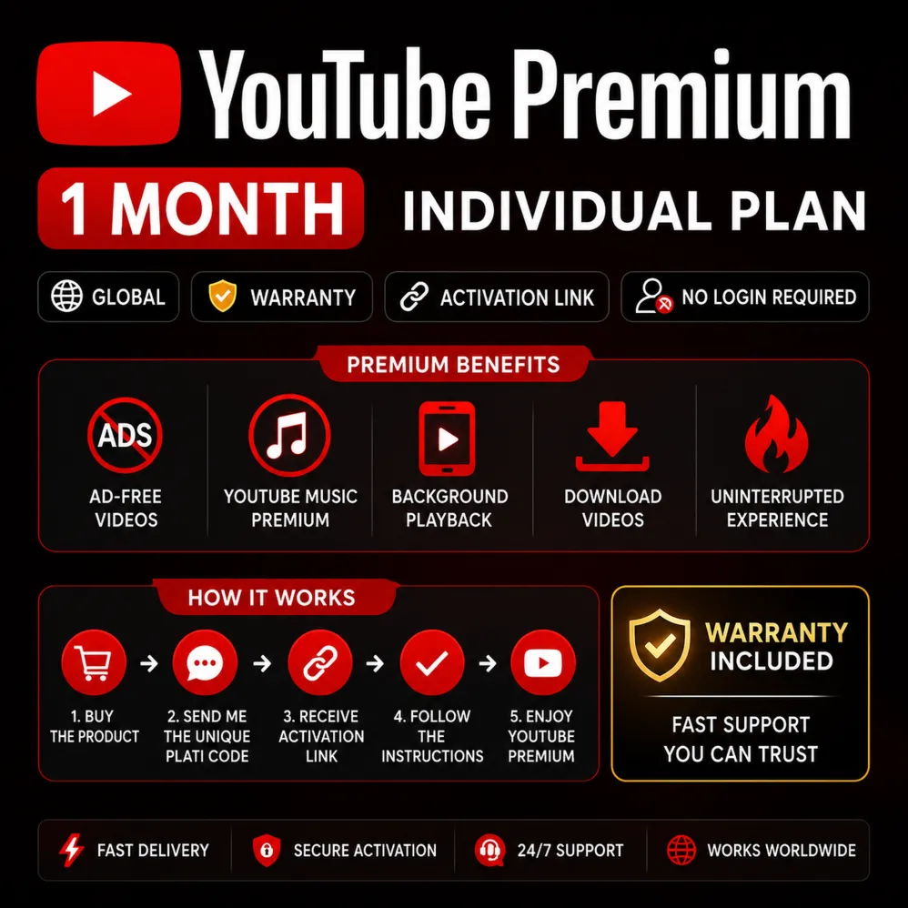 YouTube Premium на 1 / 12 месяц | Индивидуально | Ссылка | Без карты | Без входа