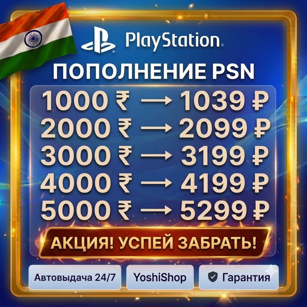 PlayStation карта пополнения PSN · INR ИНДИЯ · АВТО