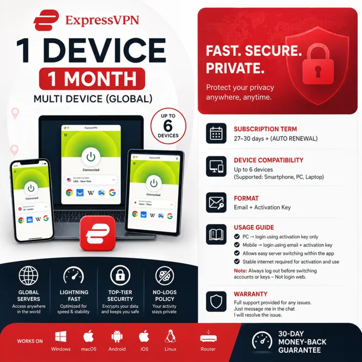 Express Premium | 1 Устройство | 1 Месяц (27–30 Дней) | Multi Device (Global)