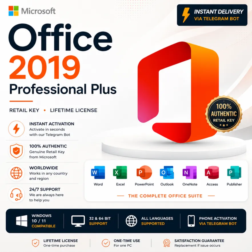 Office Pro Plus 2019 Retail | Telegram Bot Activation | Lifetime License | Worldwide - irongamers.ru
