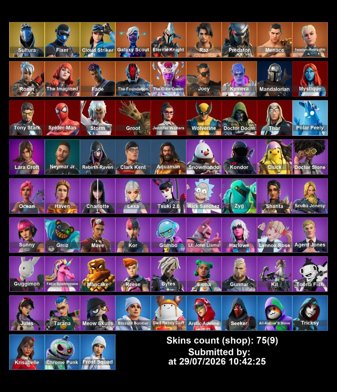 Мгновенный доступ • FN (все платформы) • 75 skins • 1700 VB • Полный доступ