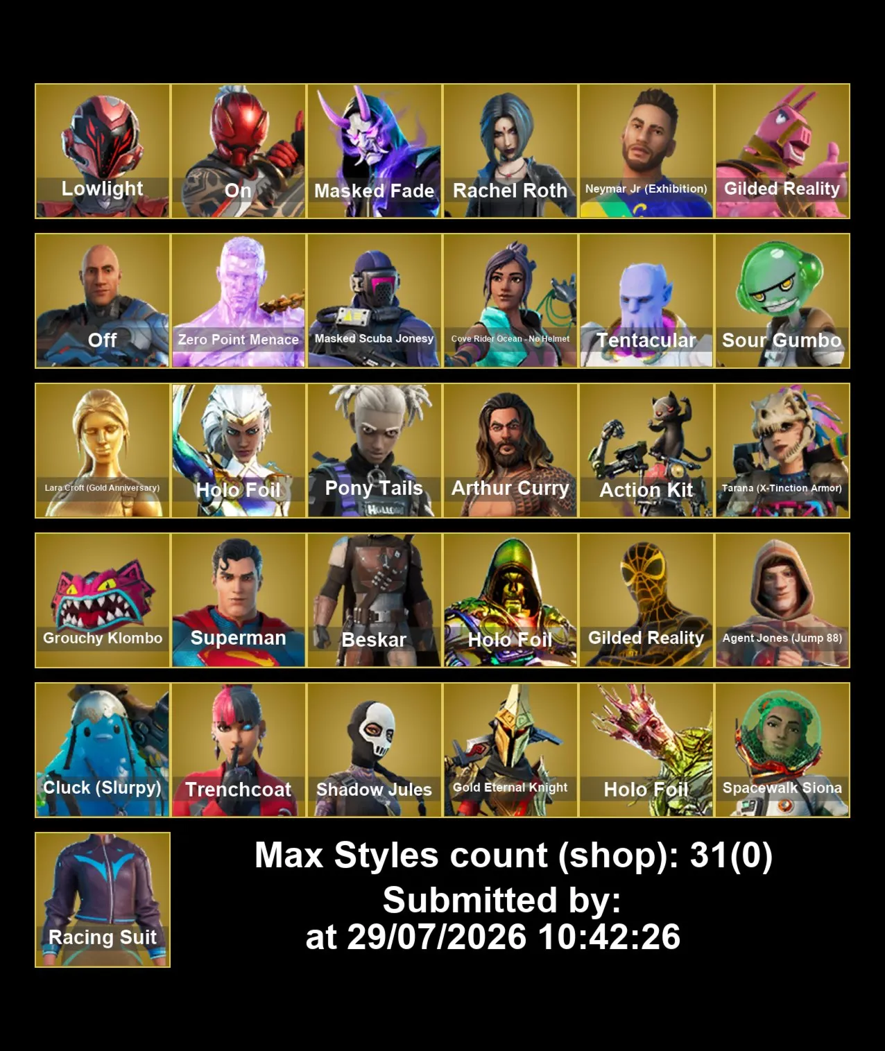 Мгновенный доступ • FN (все платформы) • 75 skins • 1700 VB • Полный доступ