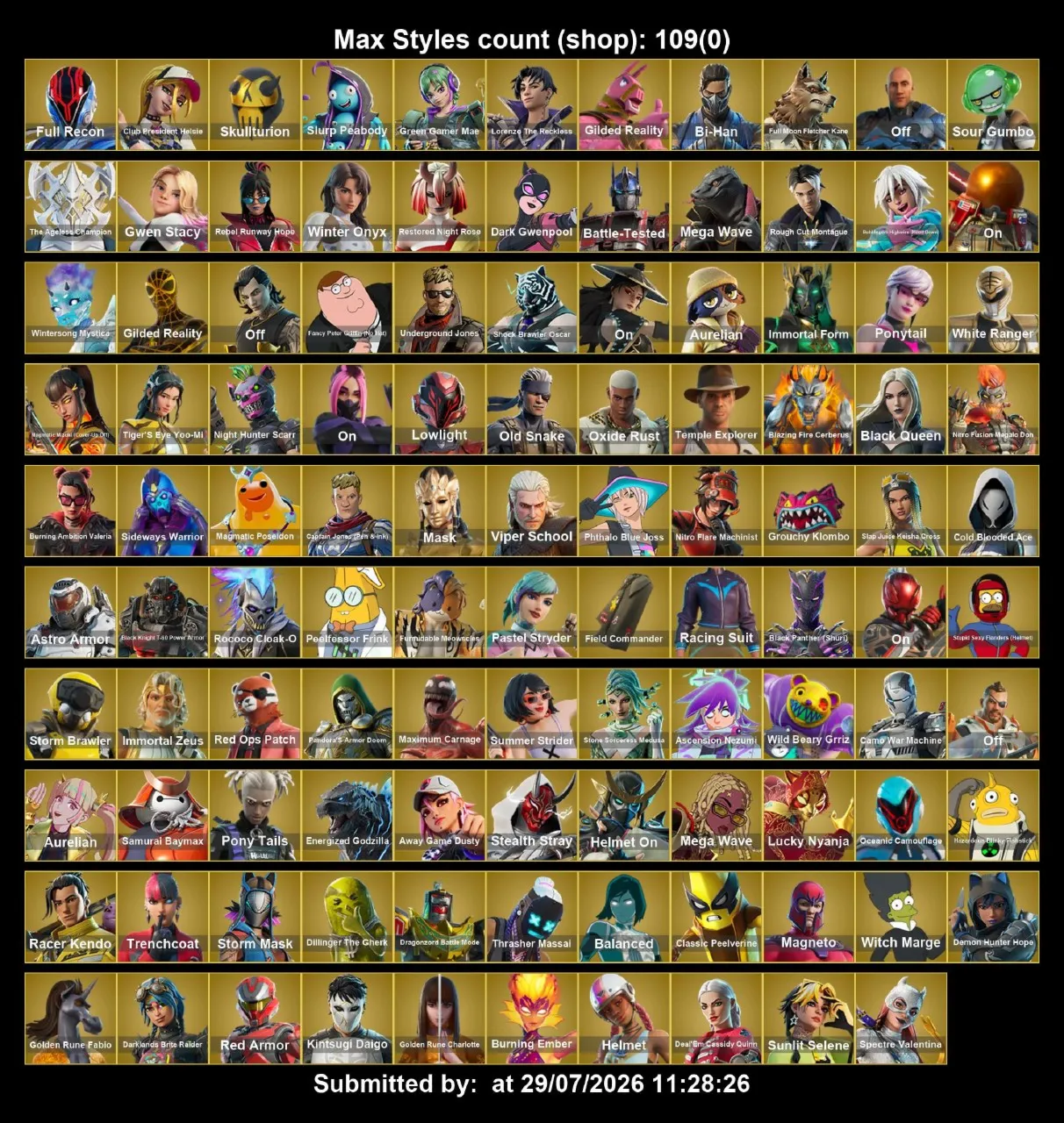 Мгновенный доступ • FN (все платформы) • 183 skins • 2600 VB • Полный доступ
