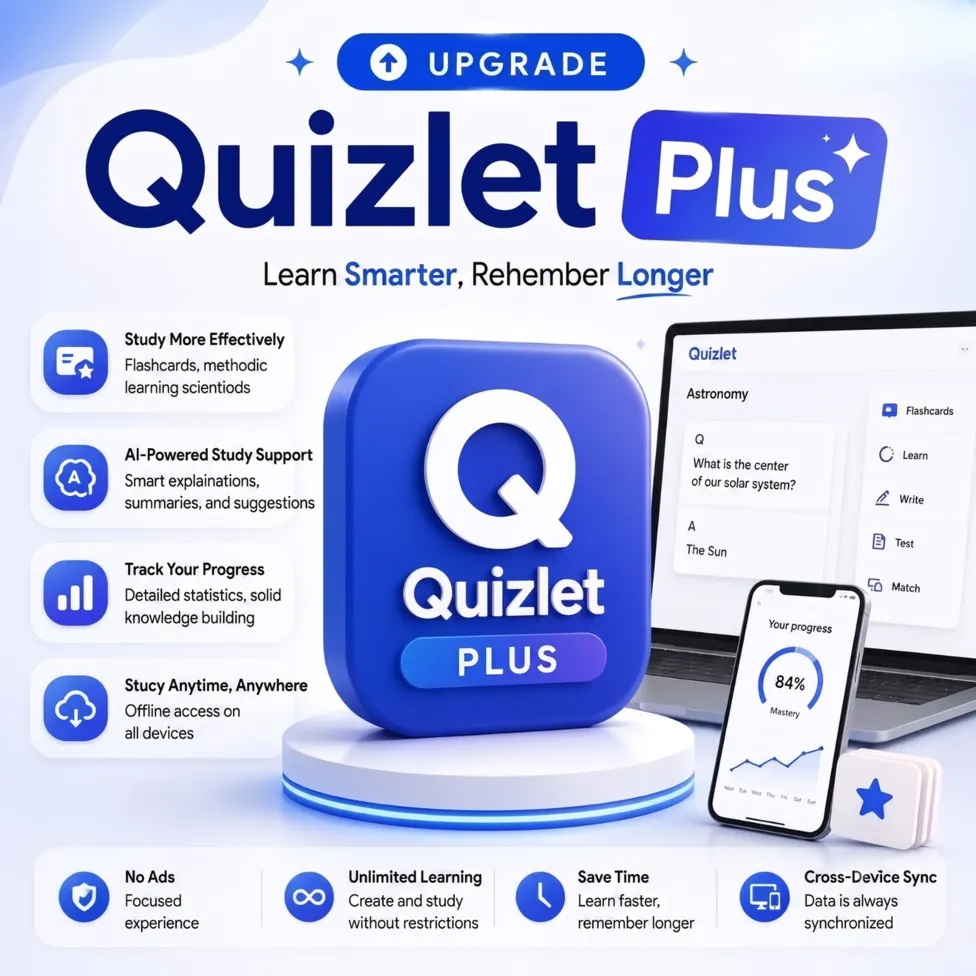 Quizlet Plus / Plus Unlimited | Обновление на 1 мес / 1 год (личный аккаунт)