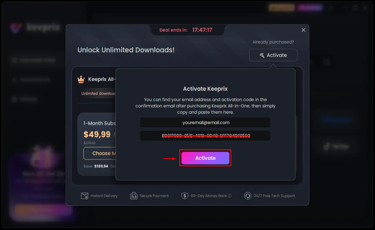 Keeprix Video Downloader Лицензионный ключ на 6 месяцев