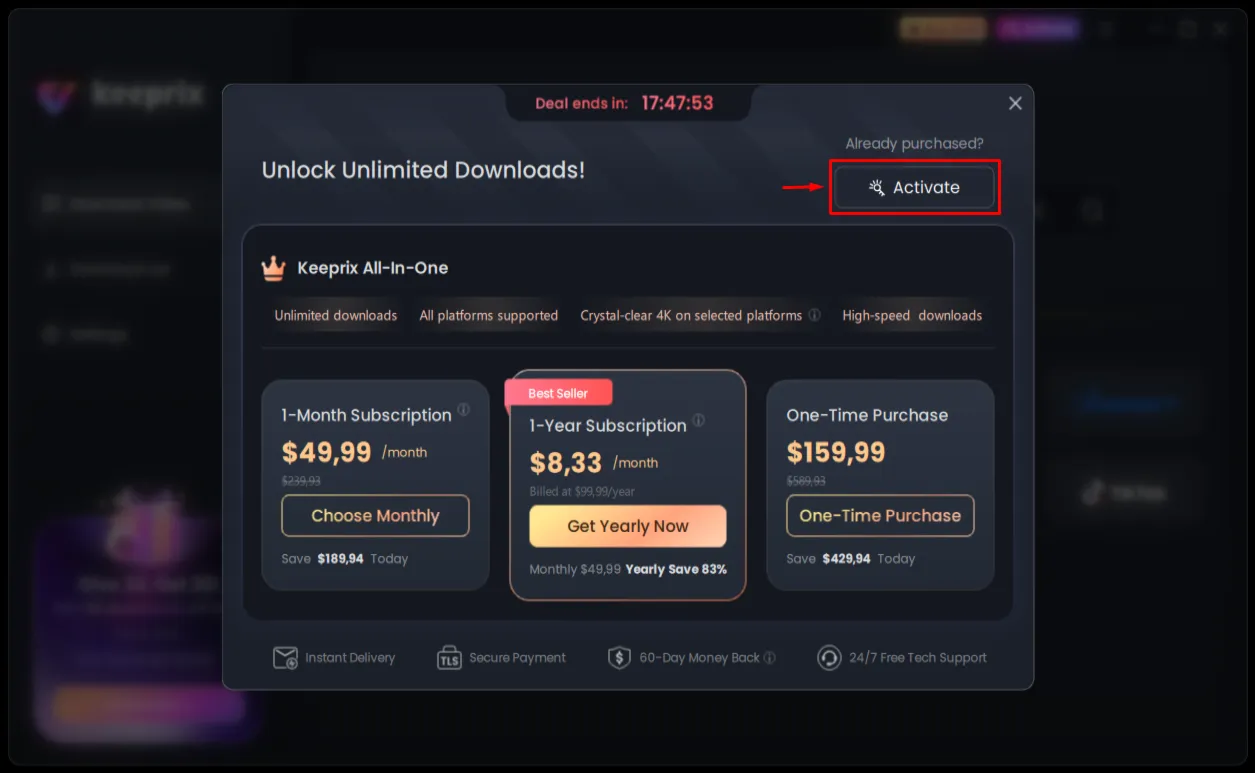 Keeprix Video Downloader Лицензионный ключ на 6 месяцев