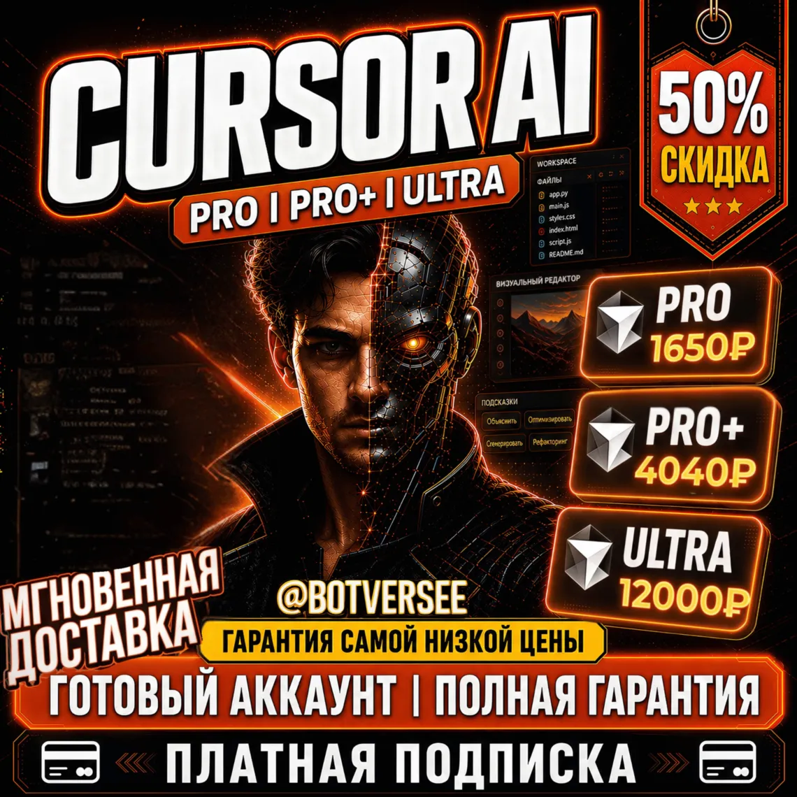 [АВТОВЫДАЧА 24/7] Cursor AI Pro+, Pro и Cursor Ultra 1 месяц, Полная гарантия