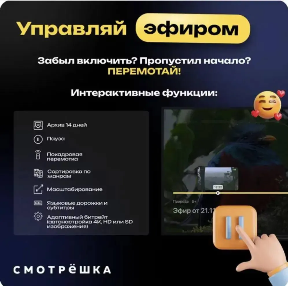 Онлайн-кинотеатр Смотрёшка Премиум 12 месяцев