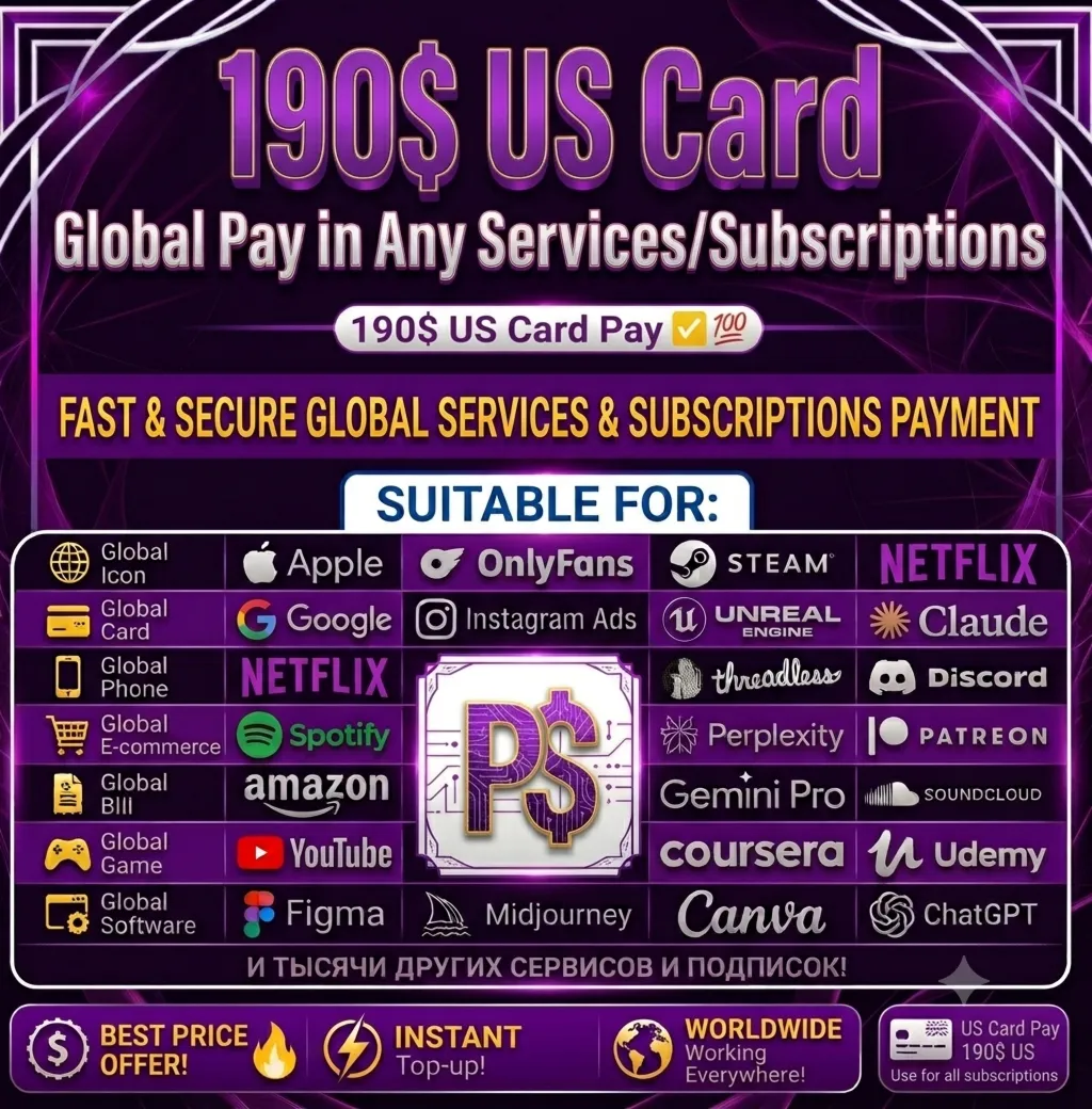 190$ US Card | Pay Any Global Service (App Store, Steam, AI,google,claude,)