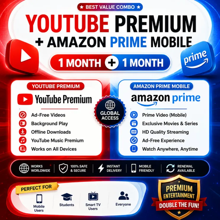 YouTube Premium (1 месяц) + Amazon Prime Mobile (1 месяц) | Глобальный доступ | На ва - irongamers.ru
