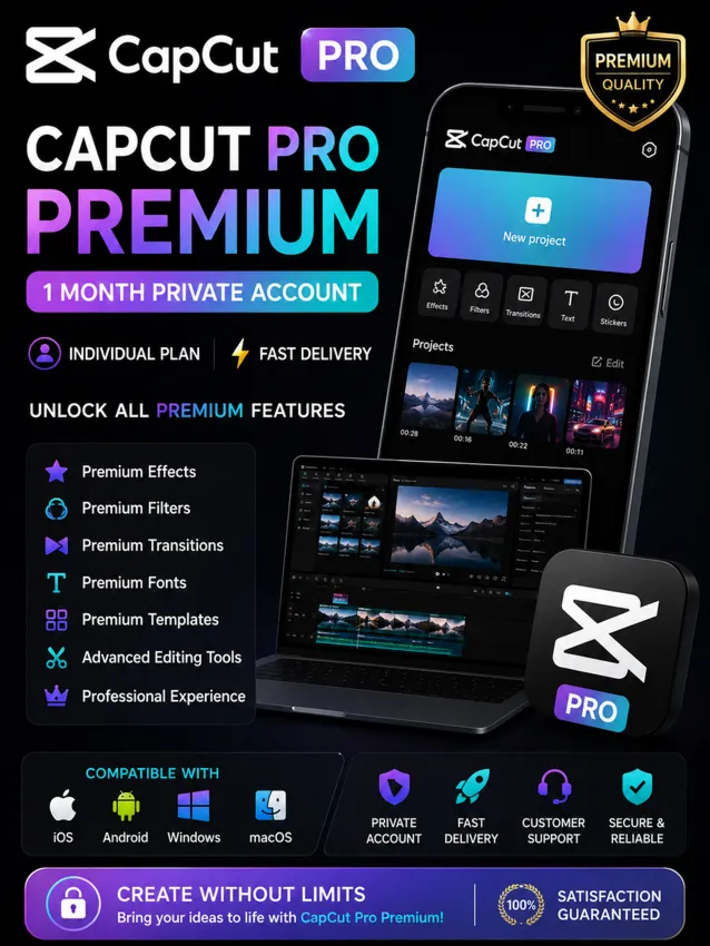 CapCut Pro  | Личный аккаунт на 1 месяц | Индивидуальный тариф | Быстрая доста