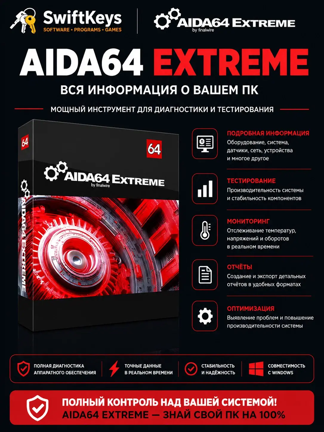 AIDA64 Extreme Edition 8.20 / Ключ активации / Бессрочная лицензия
