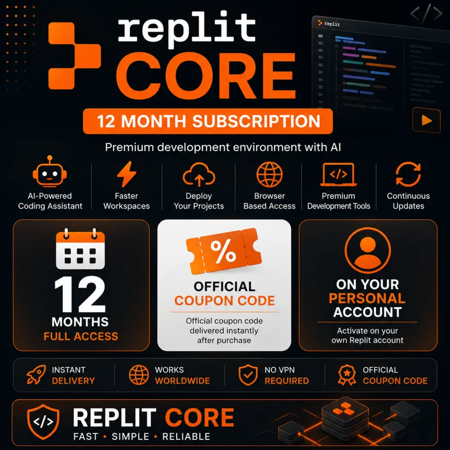 Replit Core | Подписка на 12 месяцев для вашего личного аккаунта
