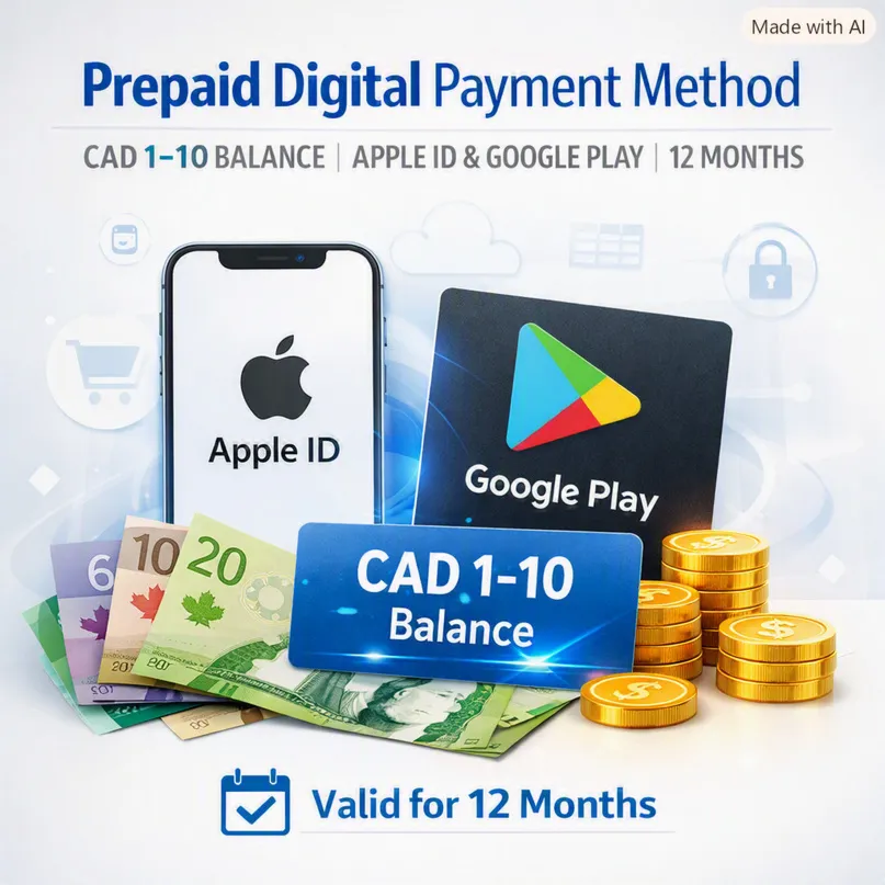 🇺 🇸 США Виртуальная карта– Баланс CAD 1–10 | Apple ID и Google Play | 12 Месяц