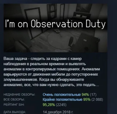 I'm on Observation Duty АВТОДОСТАВКА STEAM GLOBAL МГНОВЕННО ЛИЦЕНЗИЯ