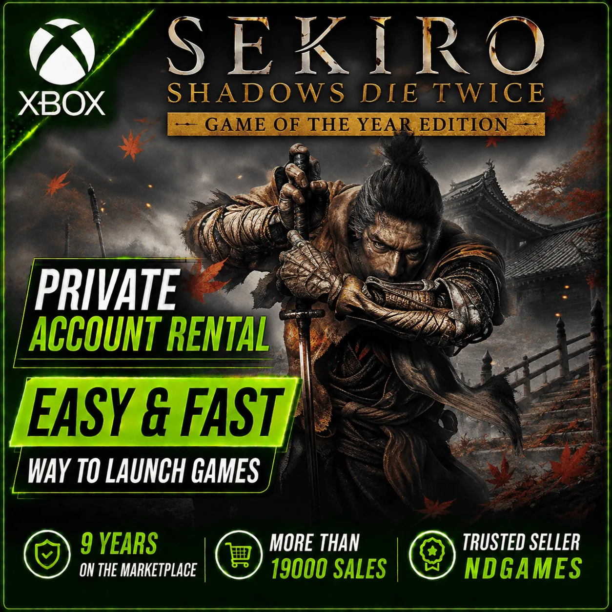 АРЕНДА Sekiro: Shadows Die Twice - GOTY Edition [Xbox One & Series] Личный Аккаунт