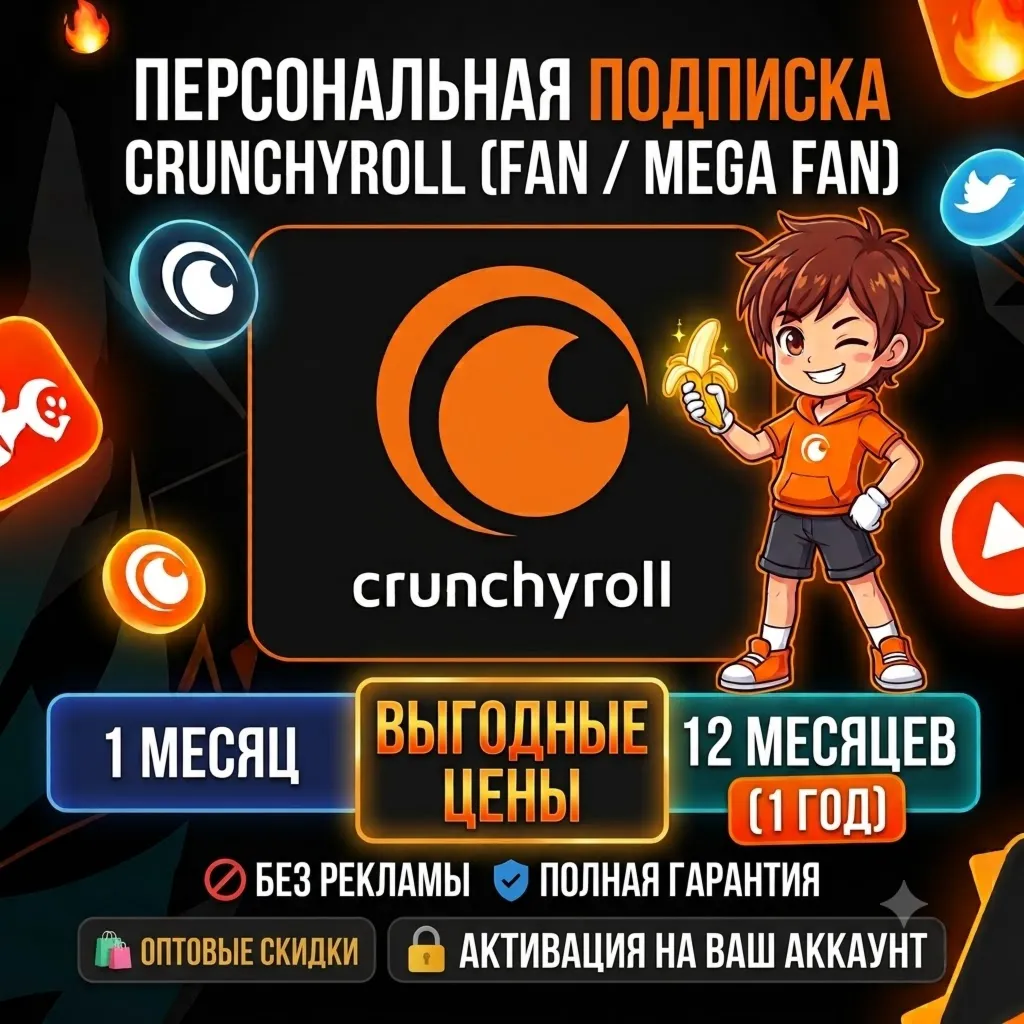 Crunchyroll (Fan / Mega Fan) 1-12 мес 🔴 На ваш аккаунт | Гарантия