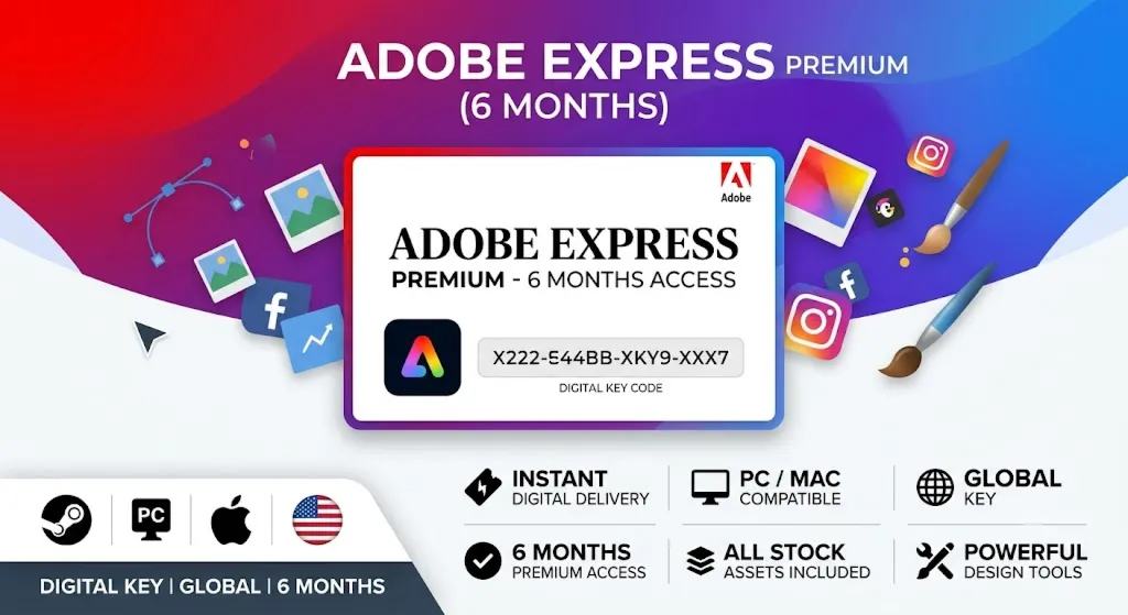 Adobe Express Premium (6 месяцев) – Ключ GLOBAL