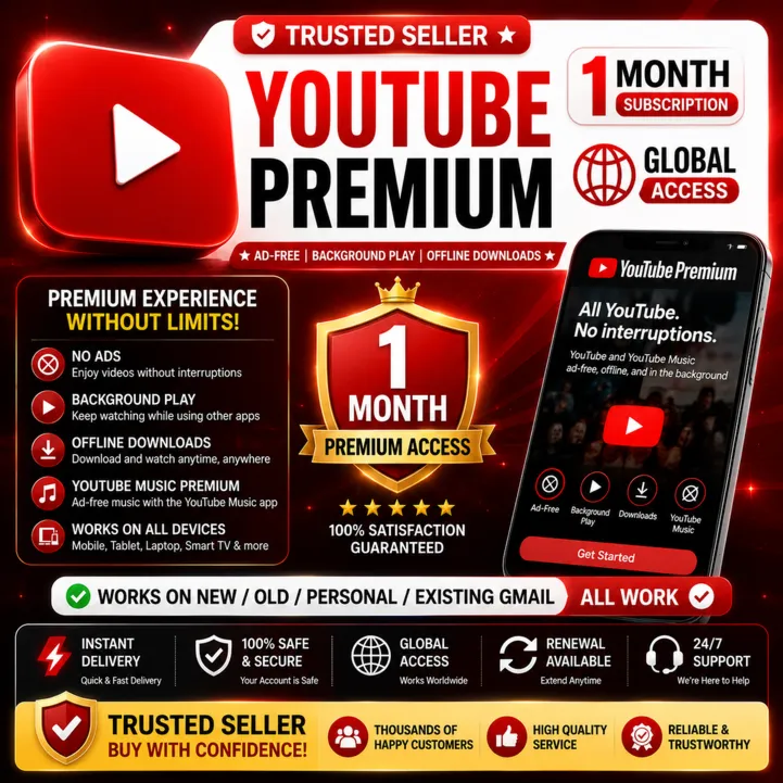 Подписка YouTube Premium на 1 месяц | Глобальная | Работает со старыми, новыми и личн