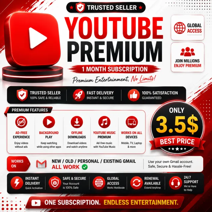 Подписка YouTube Premium на 1 месяц | Глобальная | Работает со старыми, новыми и личн