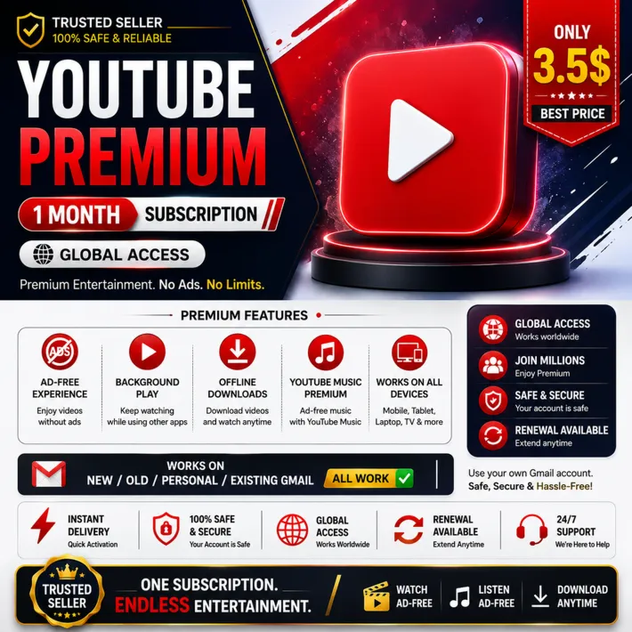 Подписка YouTube Premium на 1 месяц | Глобальная | Работает со старыми, новыми и личн