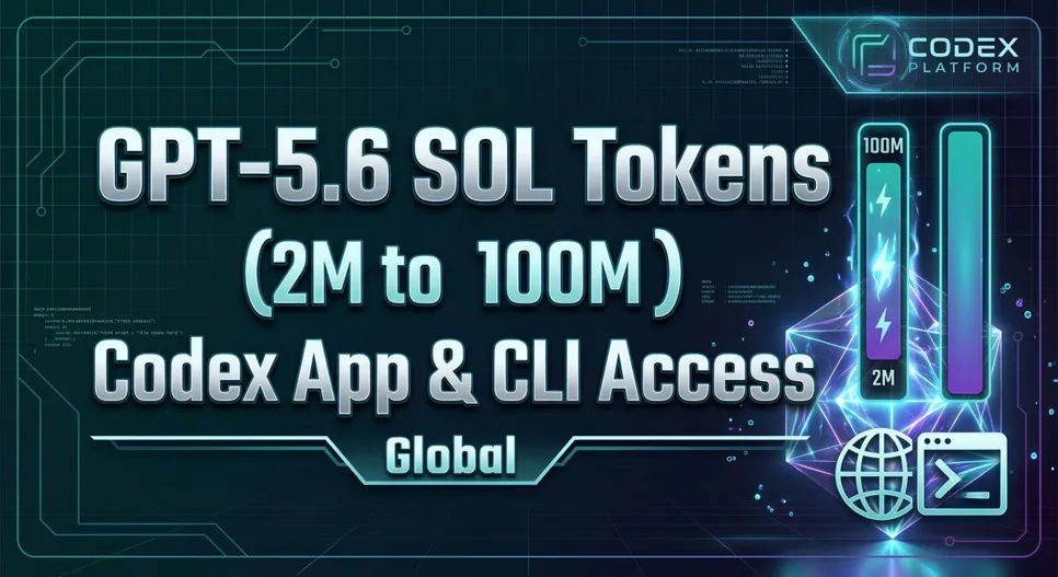 Токены GPT-5.6 SOL (от 2M до 100M) | Доступ Codex App & CLI | Глобальный