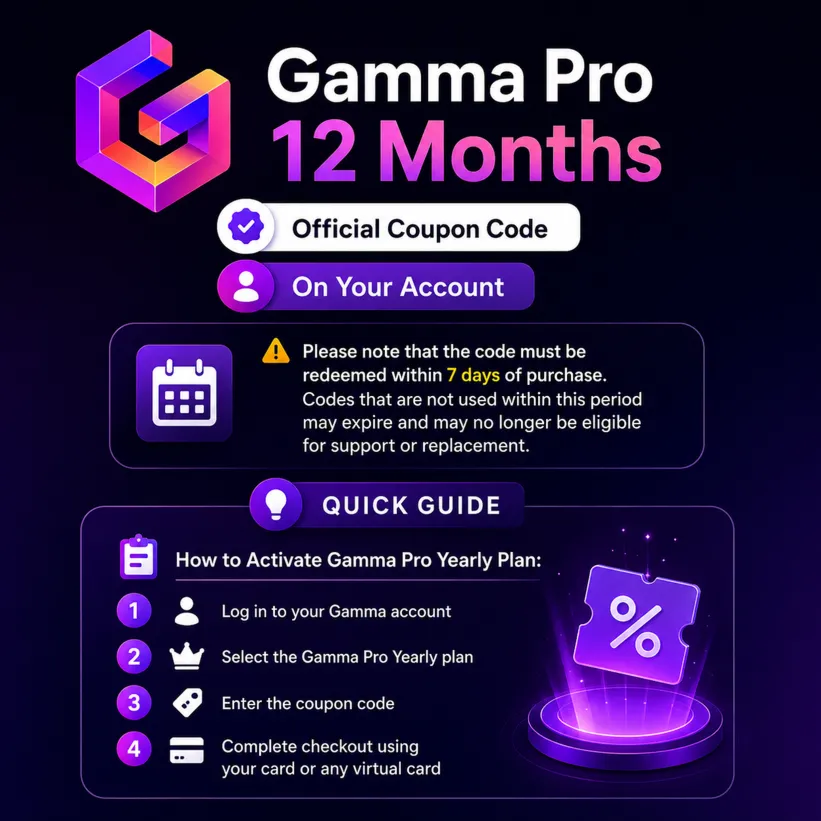 Gamma Pro на 12 месяцев | Код для активации | На ваш аккаунт