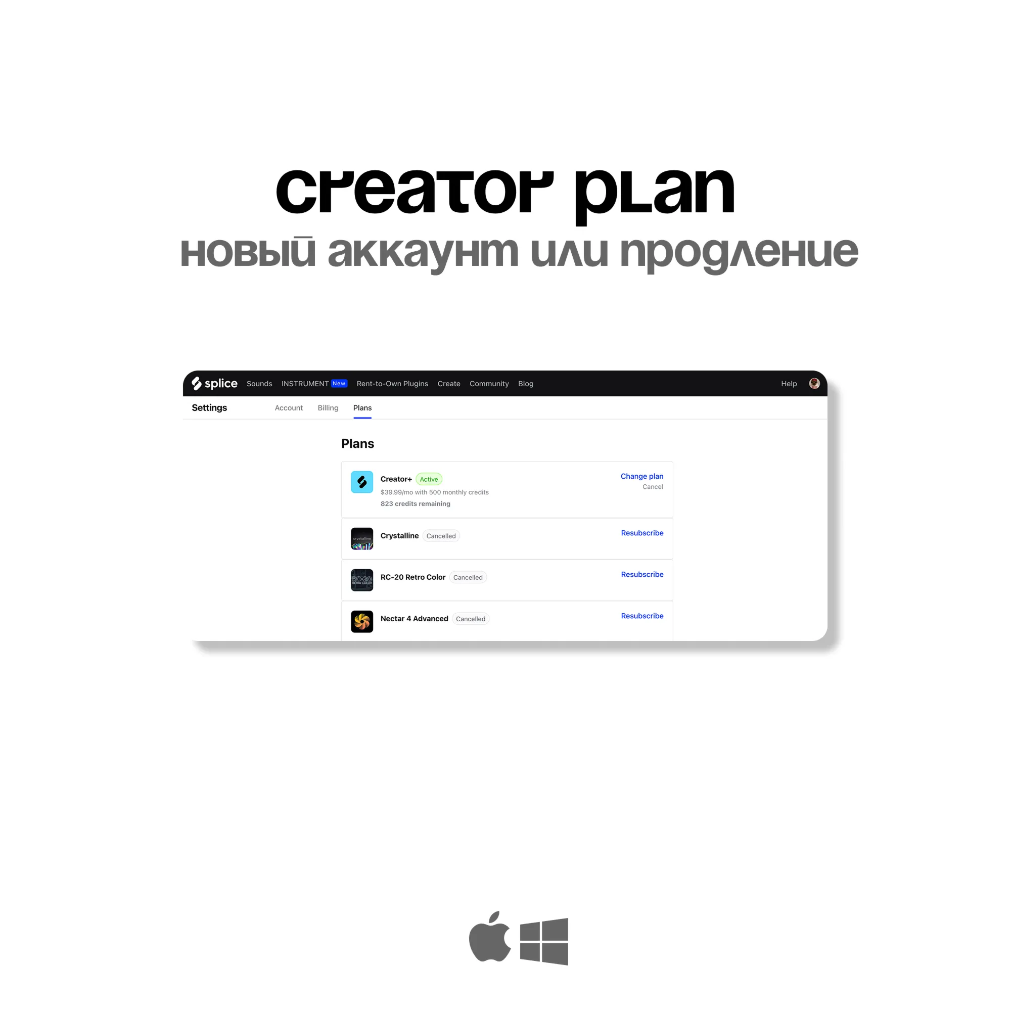 Splice Creator [1 Месяц] 200 Кредитов