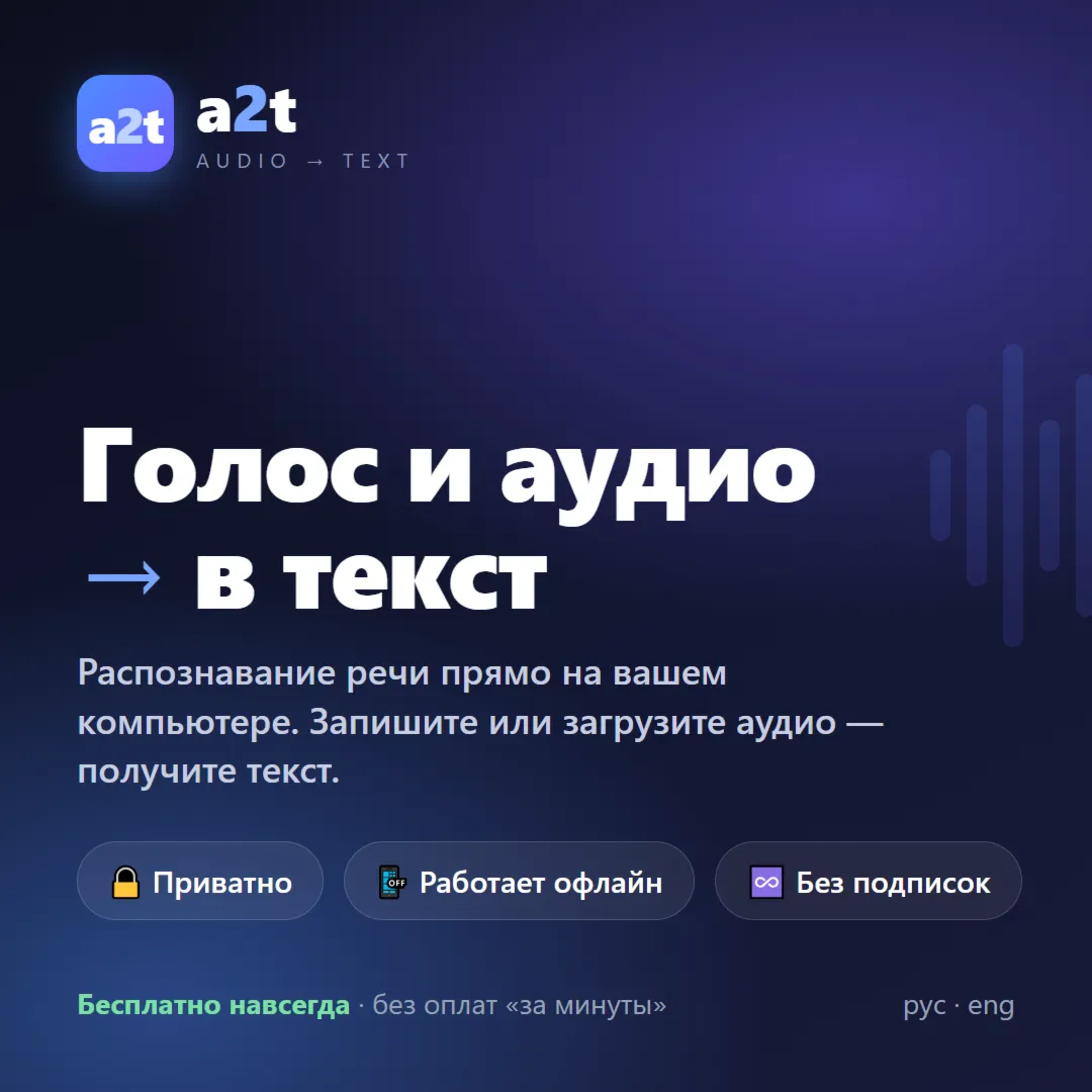 a2t — программа для расшифровки аудио в текст (транскрибация) (офлайн, без подписок) - irongamers.ru