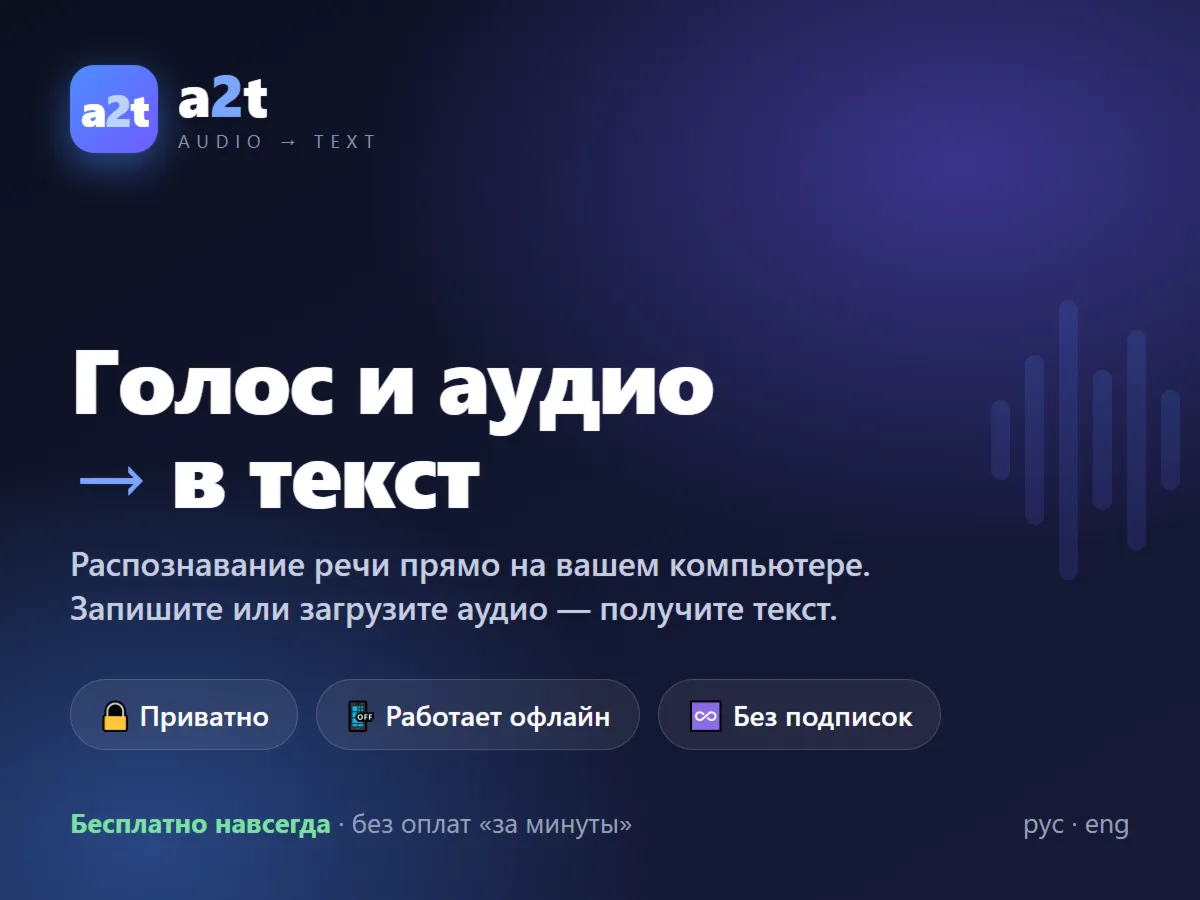 a2t — программа для расшифровки аудио в текст (транскрибация) (офлайн, без подписок) - irongamers.ru