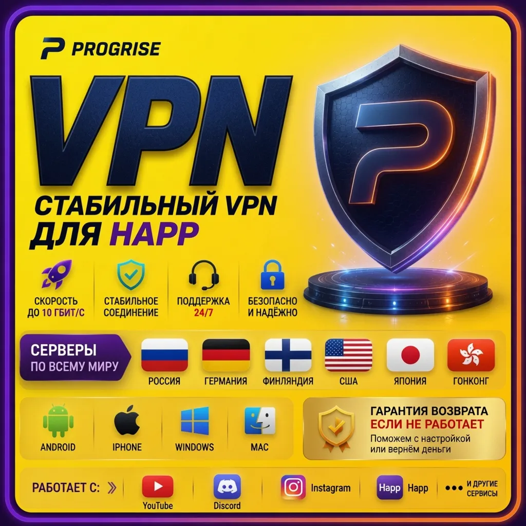 Progrise  для Happ - РАБОТАЕТ! ГАРАНТИЯ ВОЗВРАТА