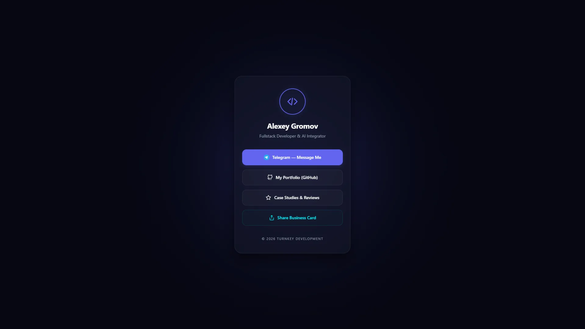 HTML Шаблон Цифровой Визитки (Мультиссылка) для Telegram / IT / Фриланса