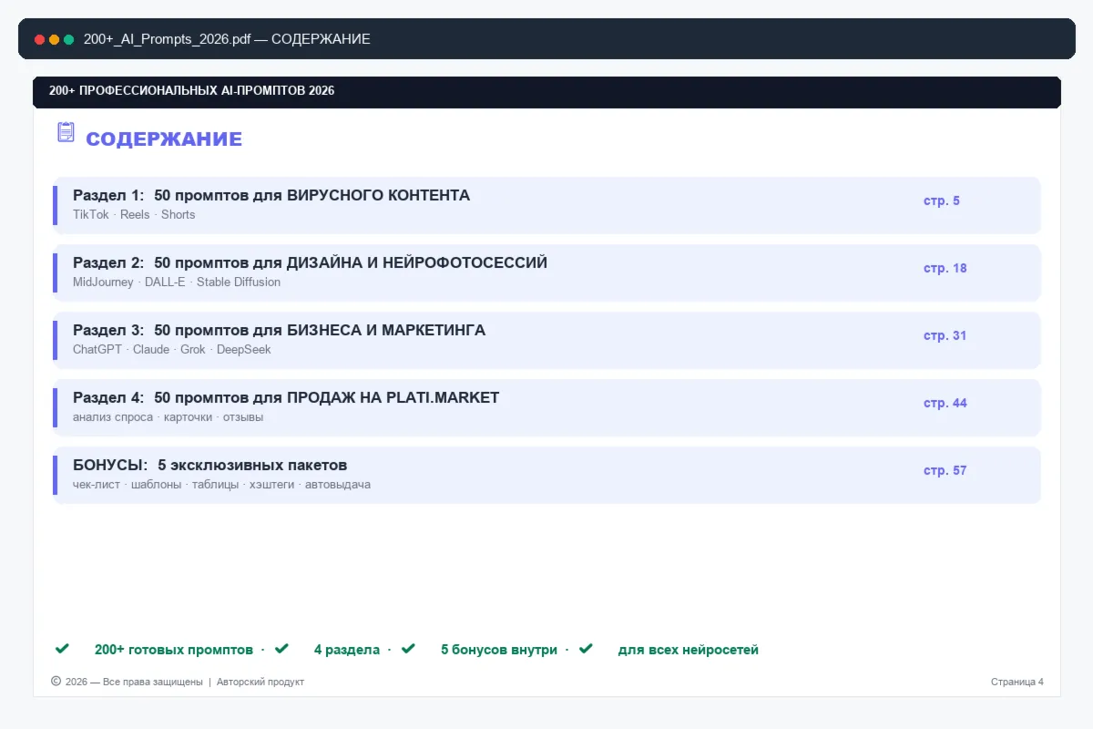200 промптов AI 2026 ChatGPT MidJourney Claude Бизнес Контент Дизайн - irongamers.ru