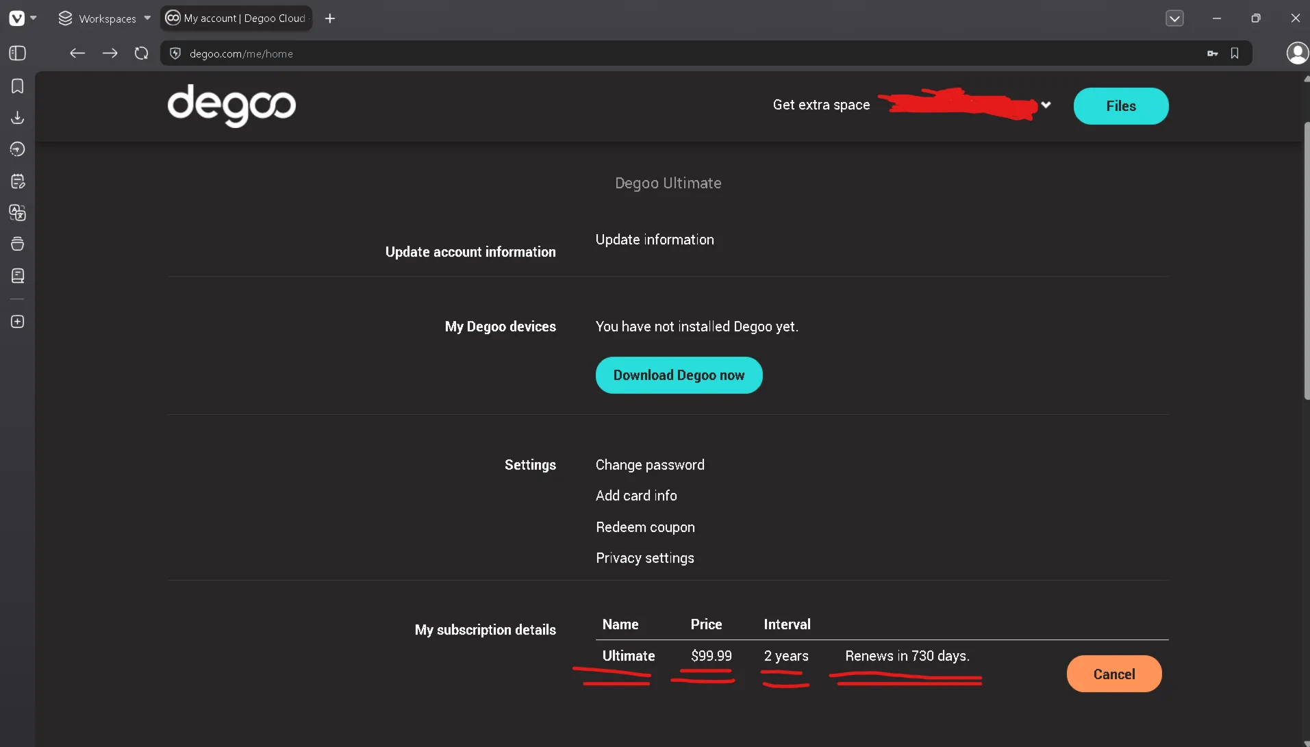 Degoo Cloud storage account 5 TB two-year subscription with private mail - irongamers.ru