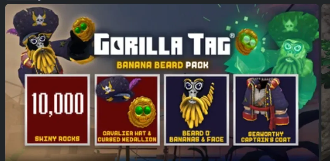 DLC Banana Beard Pack Gorilla Tag Oculus quest 2 3 s meta quest - irongamers.ru