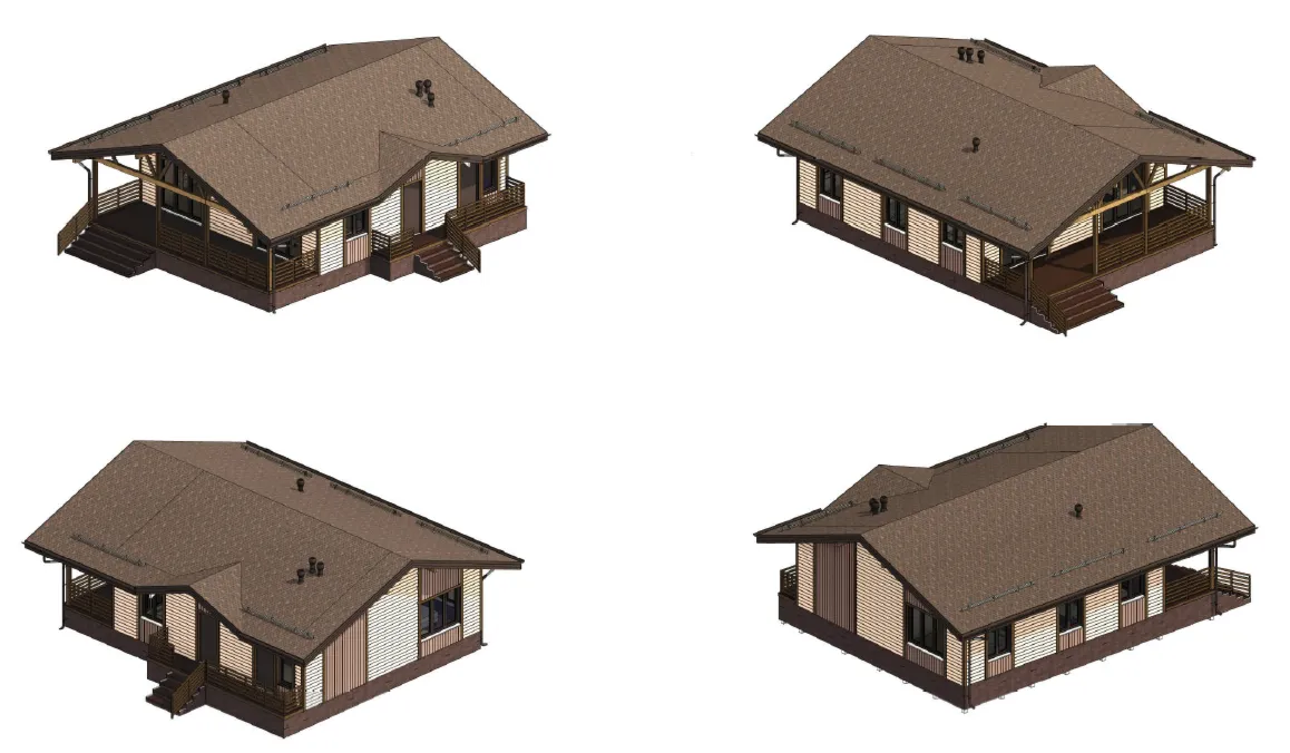 FH-15 — каркасный дом 119,5 м², 2 спальни, санузел, котельная, терраса