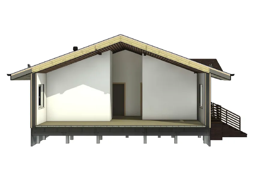 FH-15 — каркасный дом 119,5 м², 2 спальни, санузел, котельная, терраса