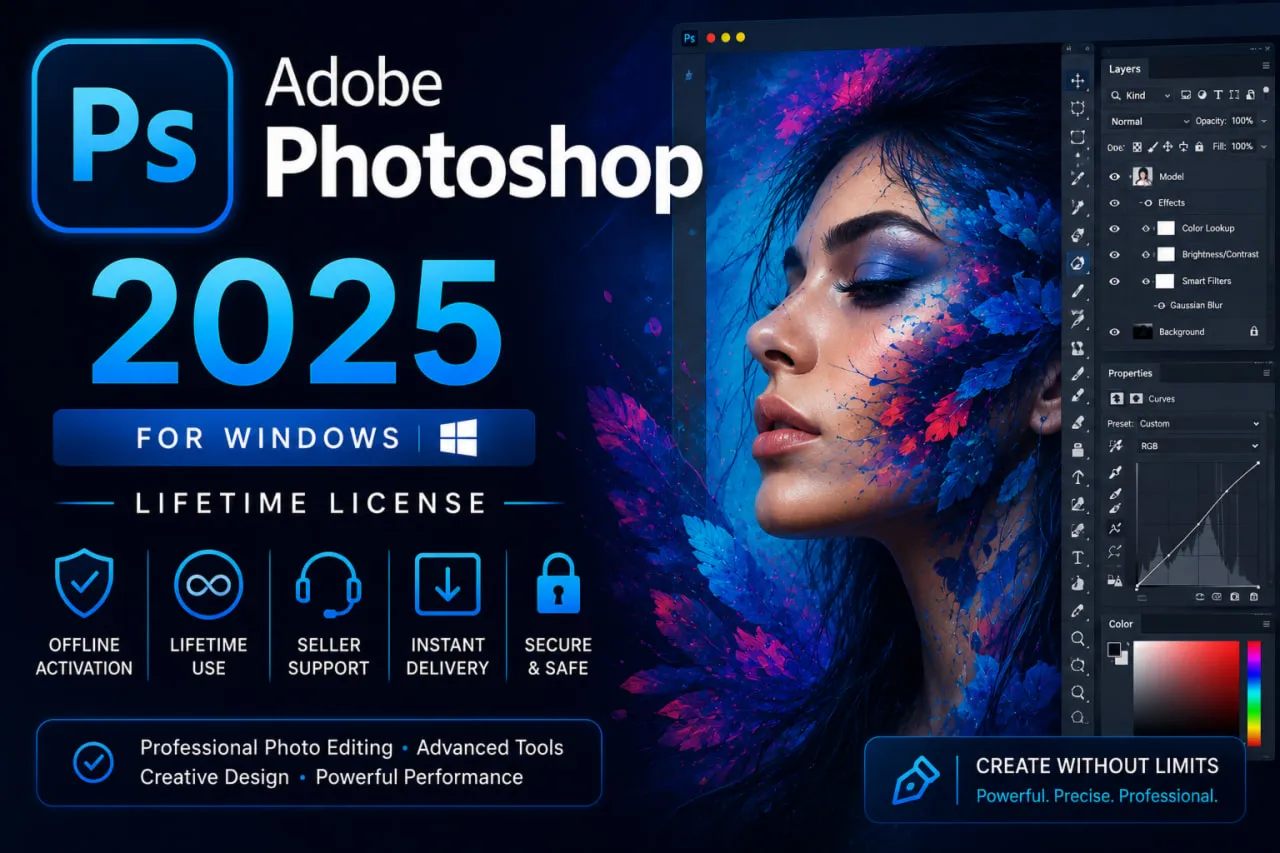 Adobe Photoshop 2025 для Windows | Lifetime License | Цифровой Серийный Номер