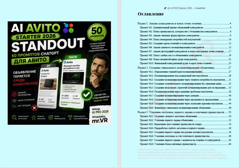 50 промптов ChatGPT для Авитo — как выделить объявление среди конкурентов